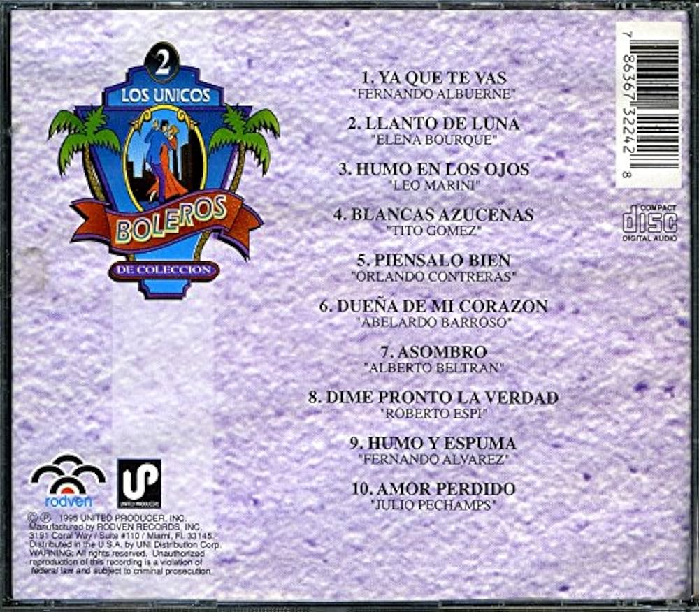 米2discs CD Various Artists Boleros: Lo Mejor De Lo Mejor  74321621652  /00220 Various Artists - Unicos Boleros De Coleccion 2 - Amazon.com